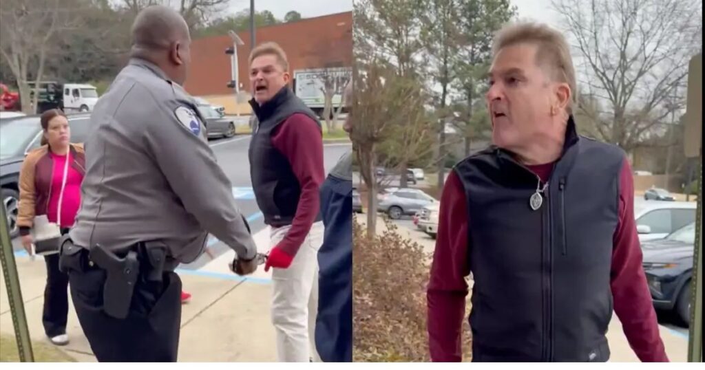 Racist White Man speaks racist slurs