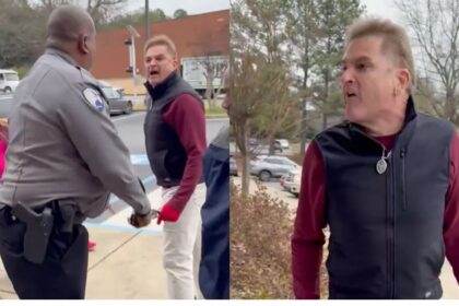 Racist White Man speaks racist slurs