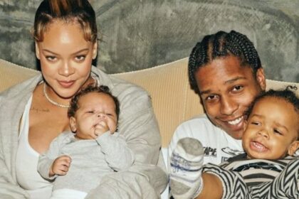 Pop Star Rihanna with rapper A$AP Rocky and her kids Riot and RZA. (@FentyStats|X.com)