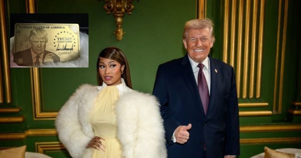 Rapper Nicki Minaj celebrates Free Trump Gold Card as netizens react. Image Credits: @NICKIMINAJ- via X.com).