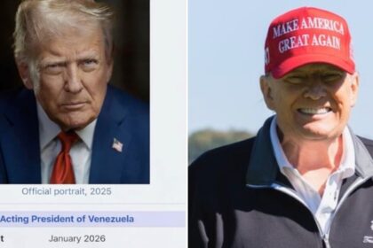 Screenshot of Donald Trump’s Truth Social post labeling him “Acting President of Venezuela”