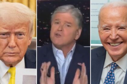 Sean Hannity on Fox News during a live segment that went viral after a heated exchange about Biden and Trump