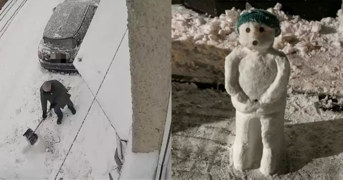 Elderly neighbor in the UK removed a 5 year old’s snowman twice using a shovel.