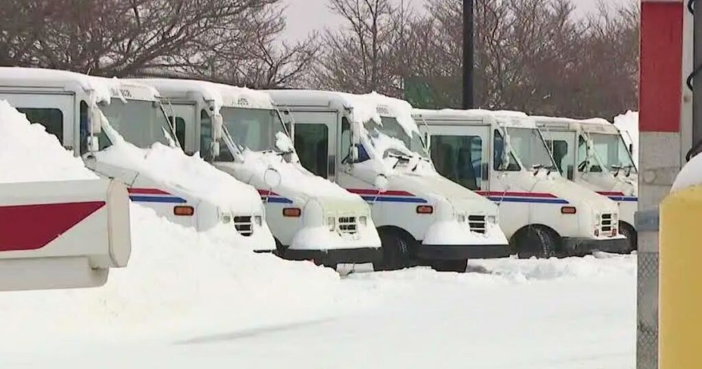 USPS trucks were buried in snow in Ohio after a historic winter storm