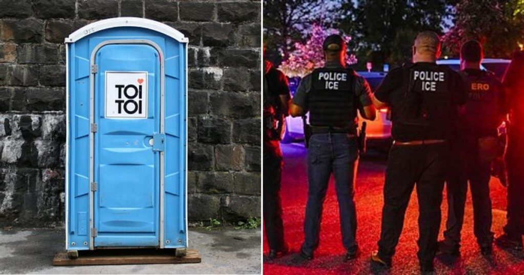 Video of an ICE agent following a detainee into a porta-potty goes viral