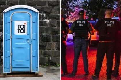 Video of an ICE agent following a detainee into a porta-potty goes viral