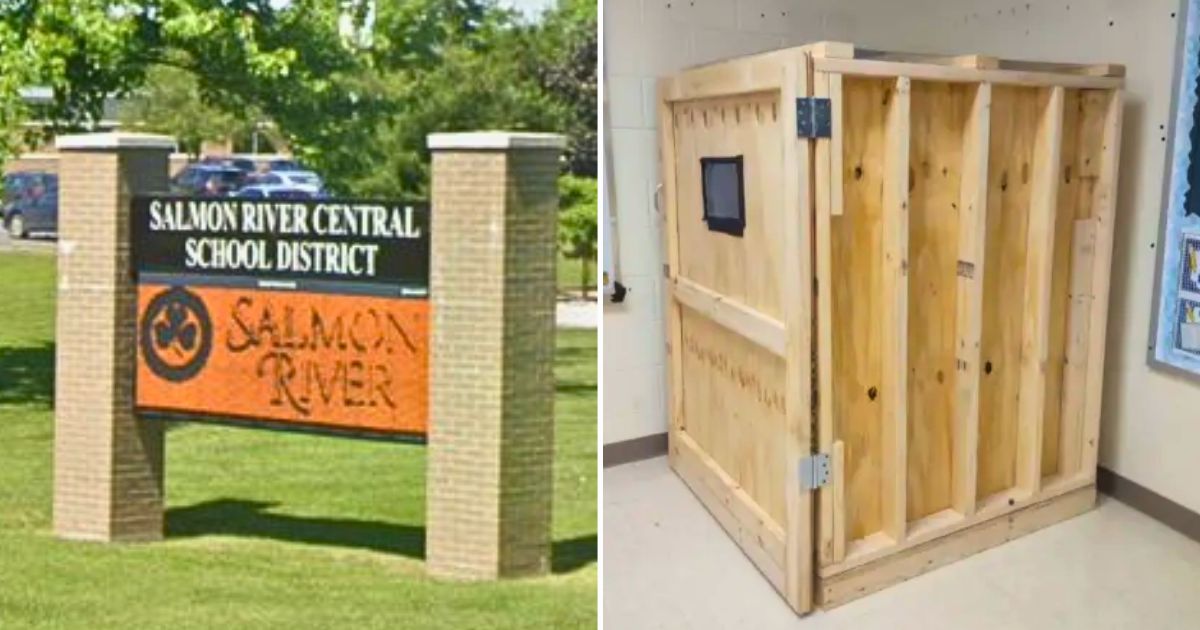 Wooden timeout box in a classroom at a New York elementary school has outraged parents