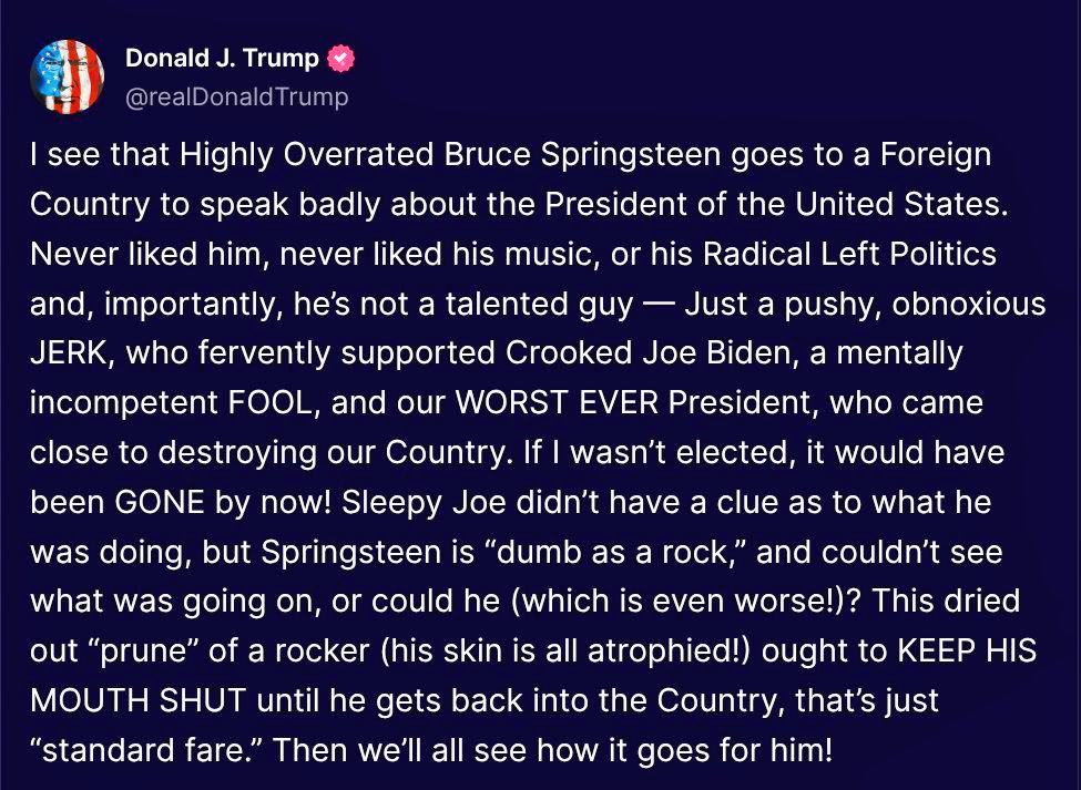 Donald Trump on Bruce Springsteen