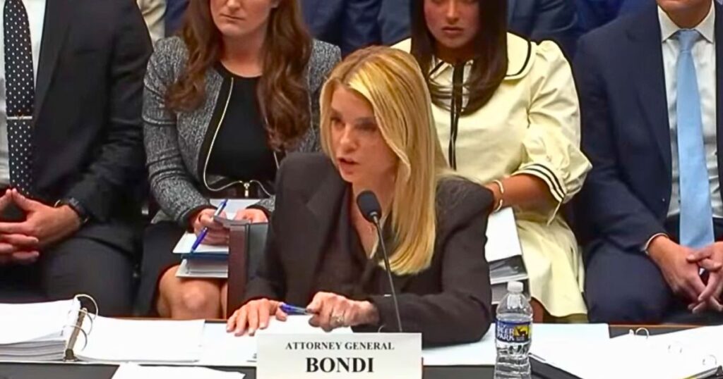 Attorney General Pam Bondi testified as Jeffrey Epstein survivors were behind her during a House Judiciary Committee hearing on Capitol Hill