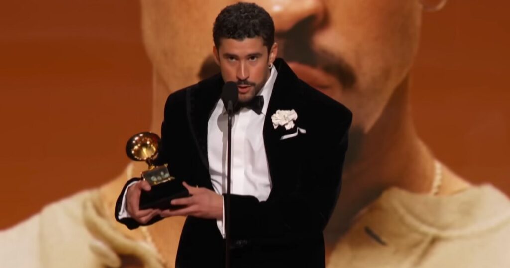 Internet reacts to Bad Bunny's heartfelt Grammy handoff to 5-year-old fan at Super Bowl.