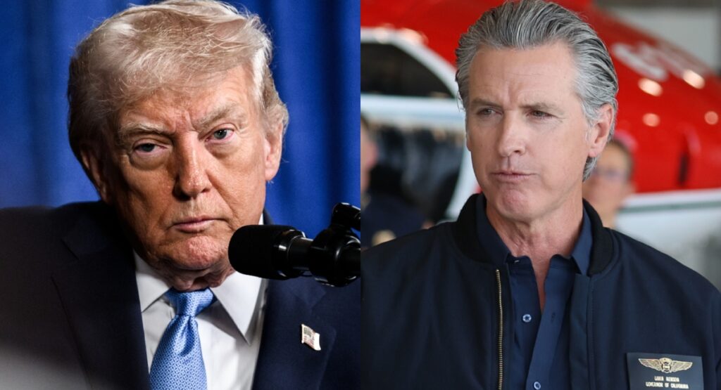 Donald Trump (L) and Gavin Newsom