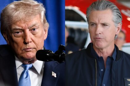 Donald Trump (L) and Gavin Newsom