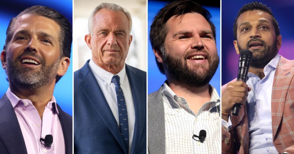 Donald Trump Jr., RFK Jr., JD Vance, and Kash Patel are among MAGA figures whose relationships could shape 2026 headlines