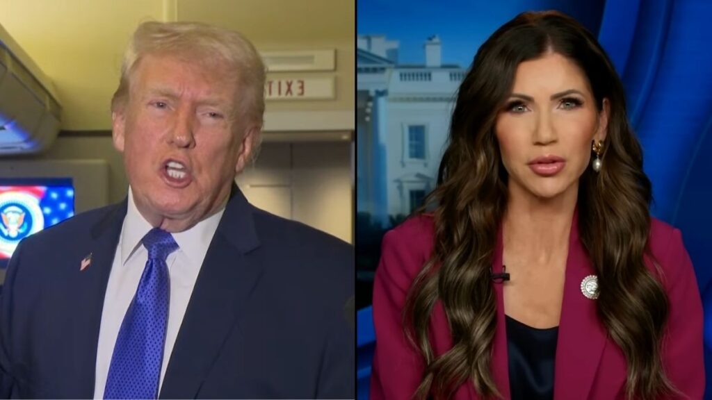 Donald Trump said he'll have to find out whether Kristi Noem is really having an affair with Corey Lewandowski.