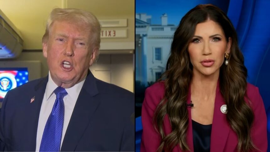 Donald Trump said he'll have to find out whether Kristi Noem is really having an affair with Corey Lewandowski.