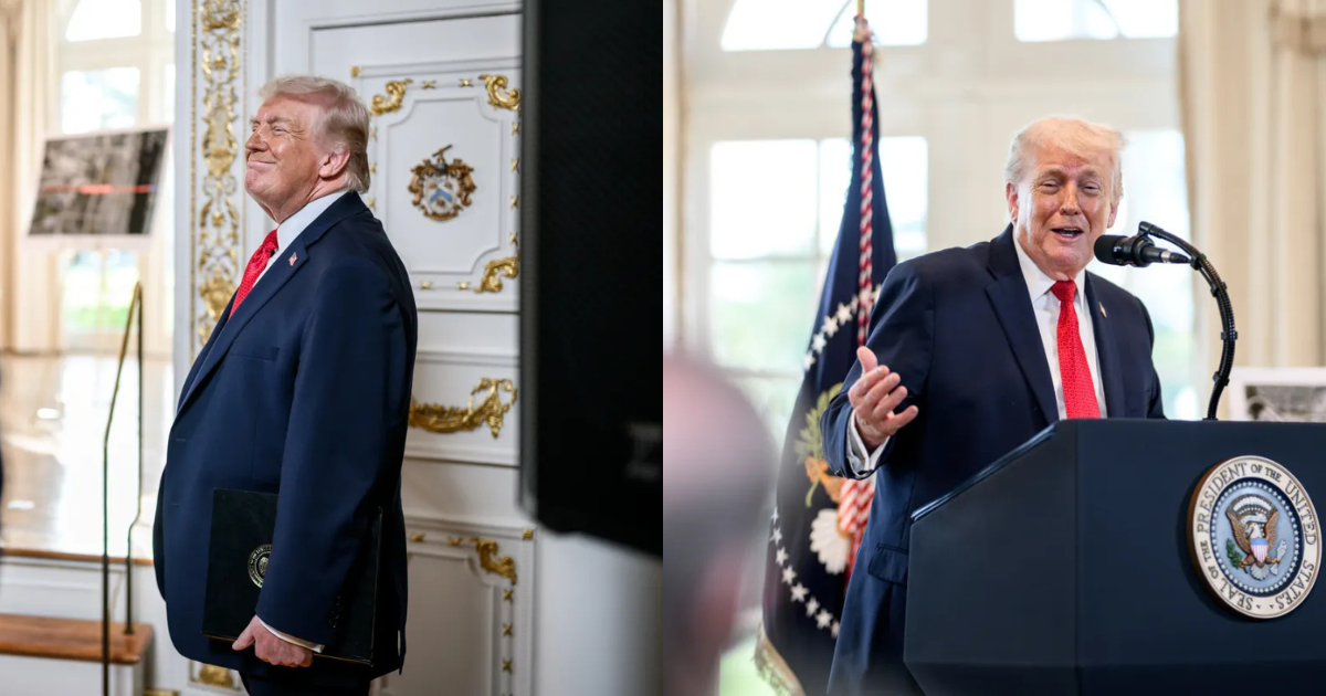 Donald Trump pictured at the White House