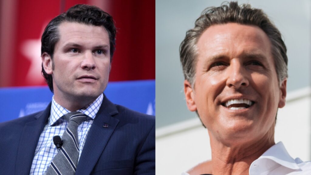 Gavin Newsom mocks Pete Hegseth with a photo.