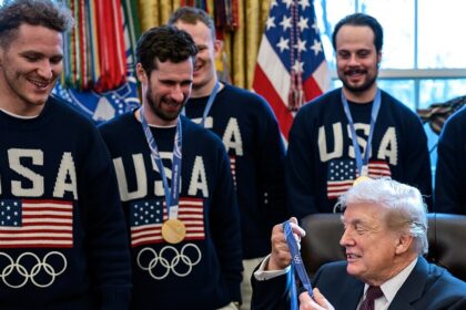 The U.S. Olympic Men’s Hockey Team visit President Donald Trump