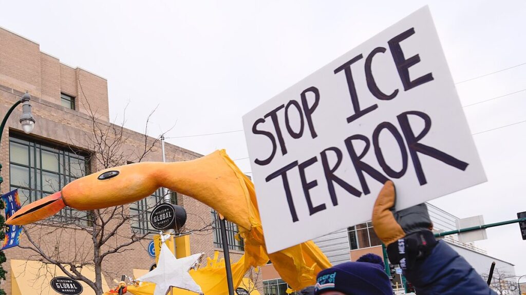 An anti-ICE protest