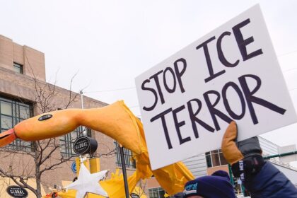 An anti-ICE protest