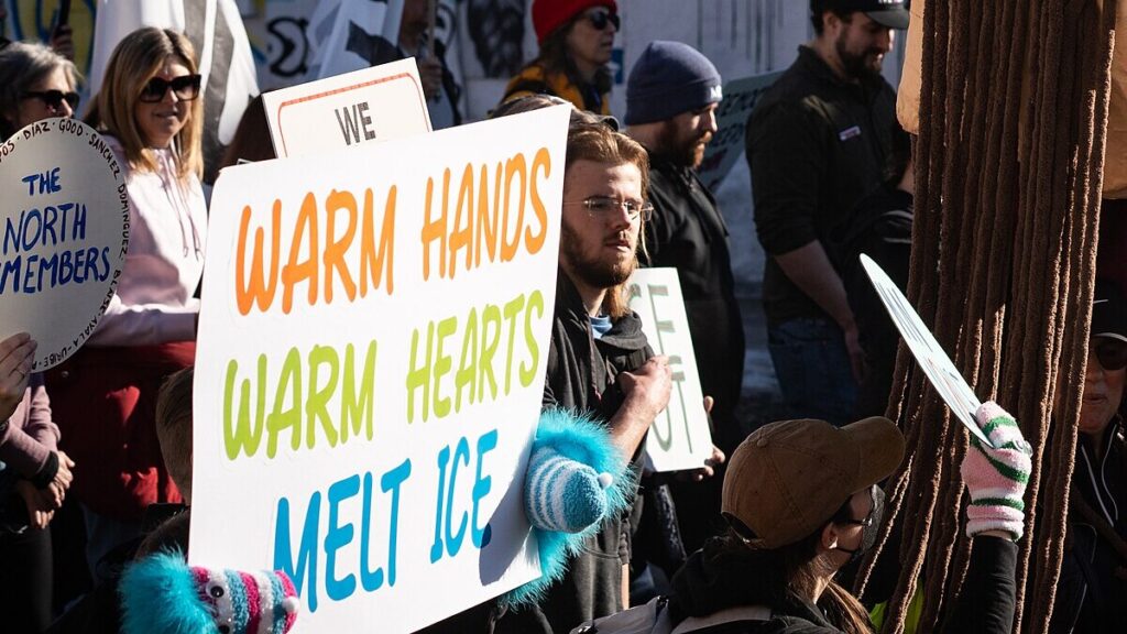 An anti-ICE protest