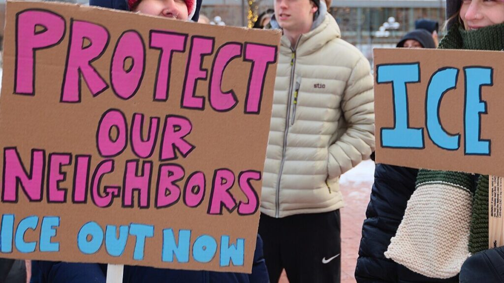 An anti-ICE protest
