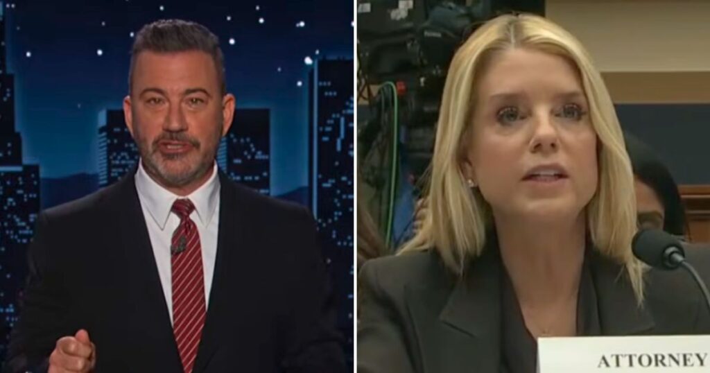 Jimmy Kimmel reacts to Pam Bondi’s congressional testimony during his monologue