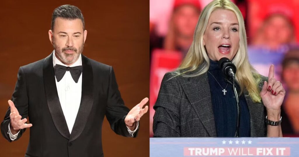 Jimmy Kimmel calls out Attorney General Pam Bondi after her defensive and maddening behavior at the congressional hearing.