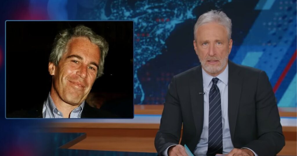 Jon Stewart jokes about his name in the newly released Epstein files