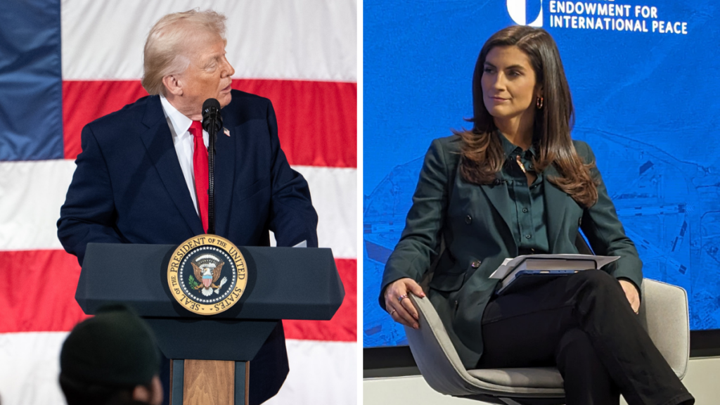Donald Trump (L), Kaitlan Collins (R)