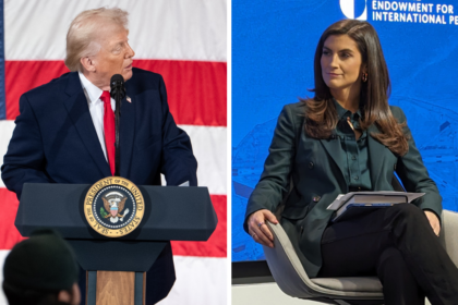 Donald Trump (L), Kaitlan Collins (R)