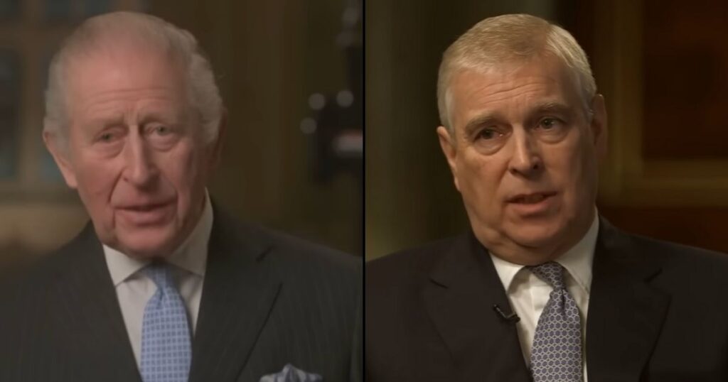 King Charles III faces scrutiny from hecklers about the Andrew-Epstein scandal.