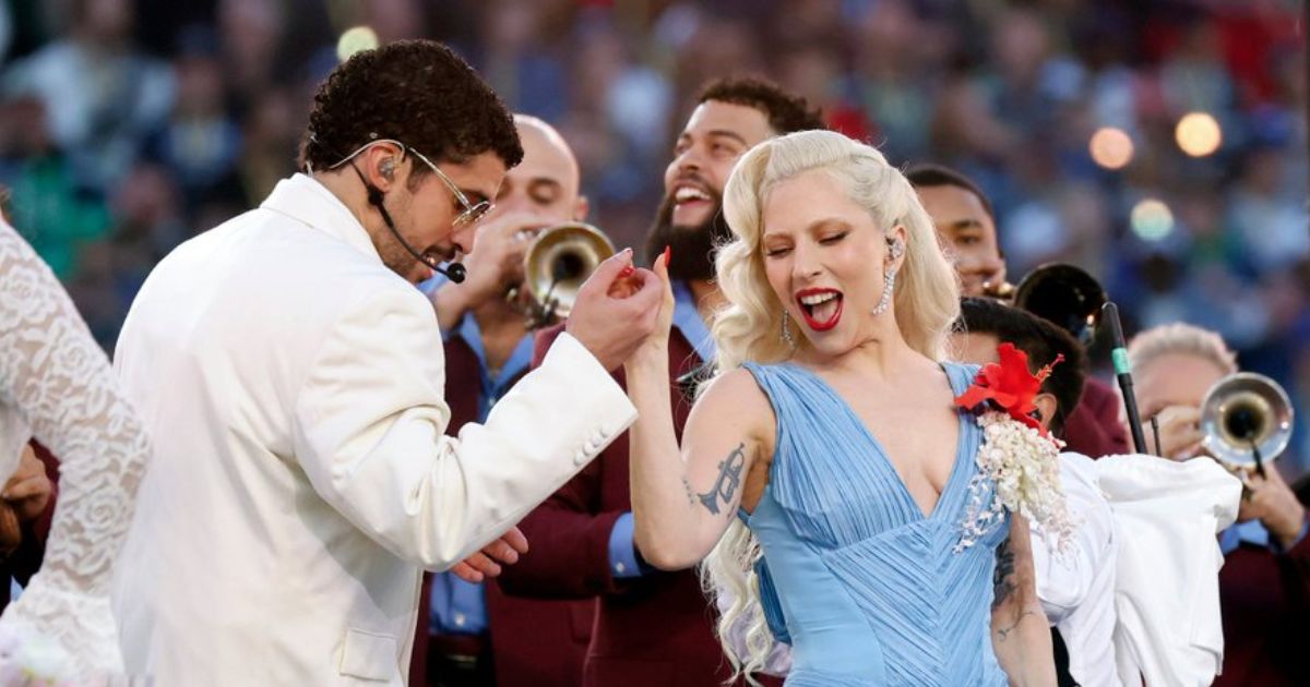 Lady Gaga’s Super Bowl Halftime Show Dress Pays A Subtle Tribute To Bad Bunny’s Roots