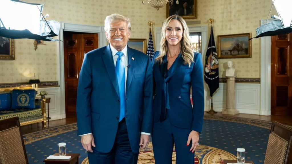 Lara Trump pictured with father-in-law Donald Trump.