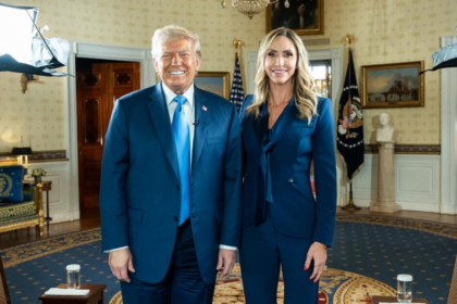 Lara Trump pictured with father-in-law Donald Trump.