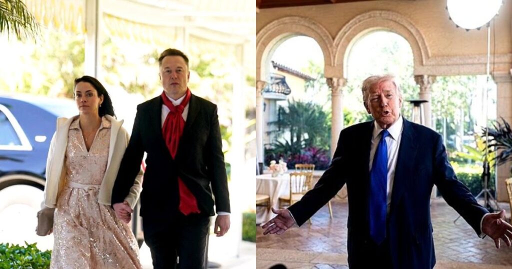 MAGA wedding style misses at Dan Scavino and Erin Elmore’s Mar-a-Lago celebration. (Image credits: @stockbella|X.com).