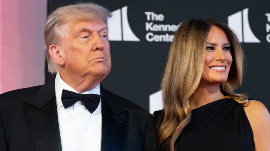 Donald Trump and Melania pictured at an event together.