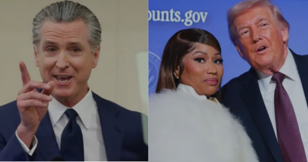 Gavin Newsom previously mocked Trump and Nick Minaj in the same post.