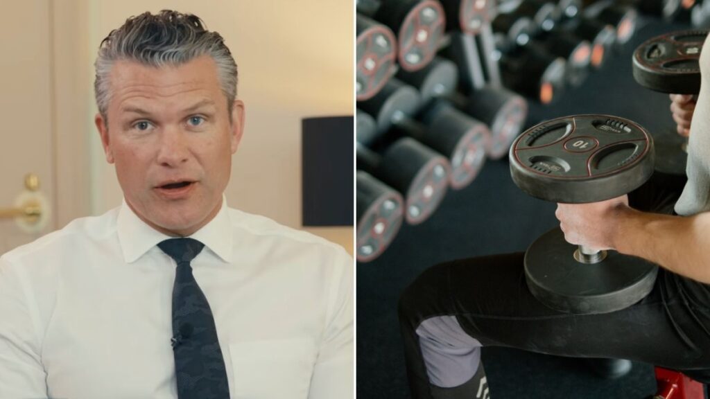 Pete Hegseth's viral gym video with his son sparks backlash online.