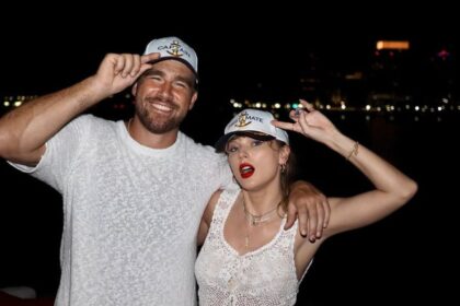 Taylor Swift with fiancé Travis Kelce.