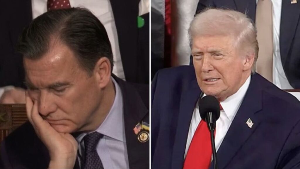 Rep. Tom Suozzi appears fatigued during President Trump’s 2026 State of the Union address