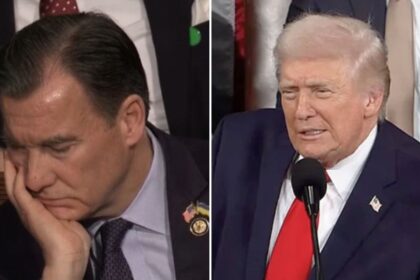 Rep. Tom Suozzi appears fatigued during President Trump’s 2026 State of the Union address
