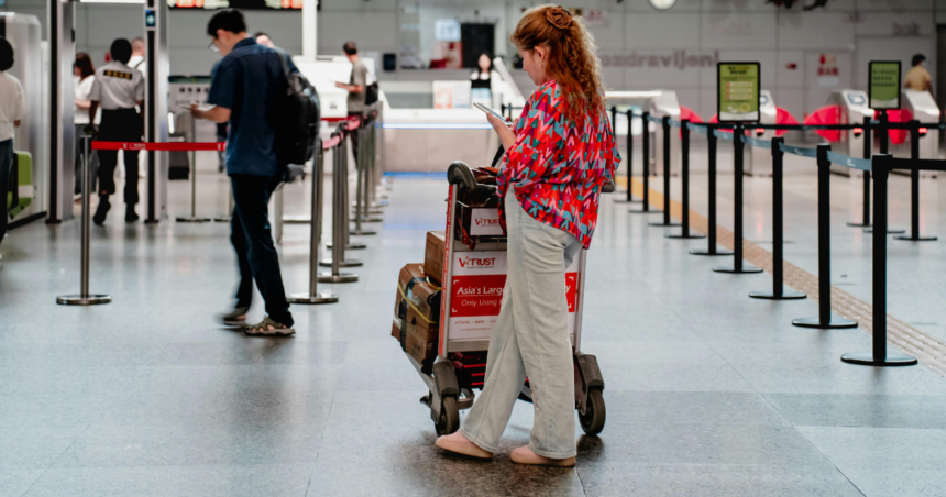 Woman Travelling through an airport/TSA