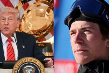 Trump slams USA skier Hunter Hess on Truth Social after he made controversial remarks amid ongoing political controversy. (left-@GTCost|X.com) and (@tammytabby|X.com).