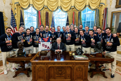 Donald Trump pictured with the USA Men’s Hockey Team