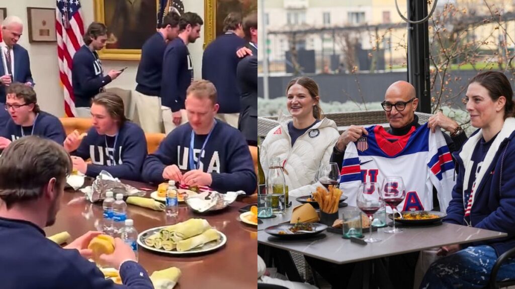 US Olympic gold medalists Hockey men Trump McDonalds Women Stanley Tucci Milan Pasta