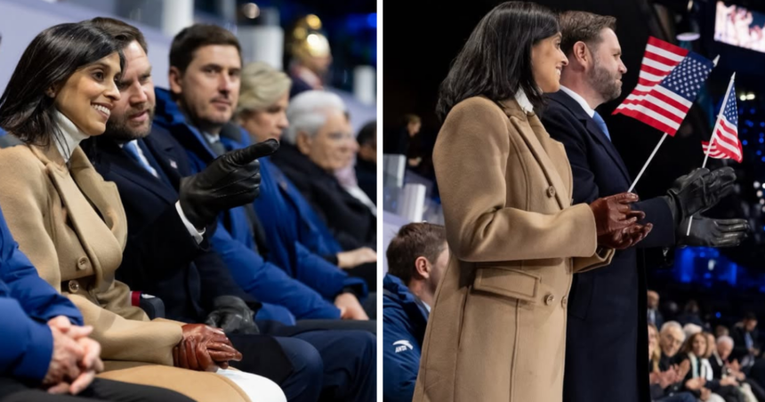 Usha and JD Vance at the 2026 Winter Olympics in Milan