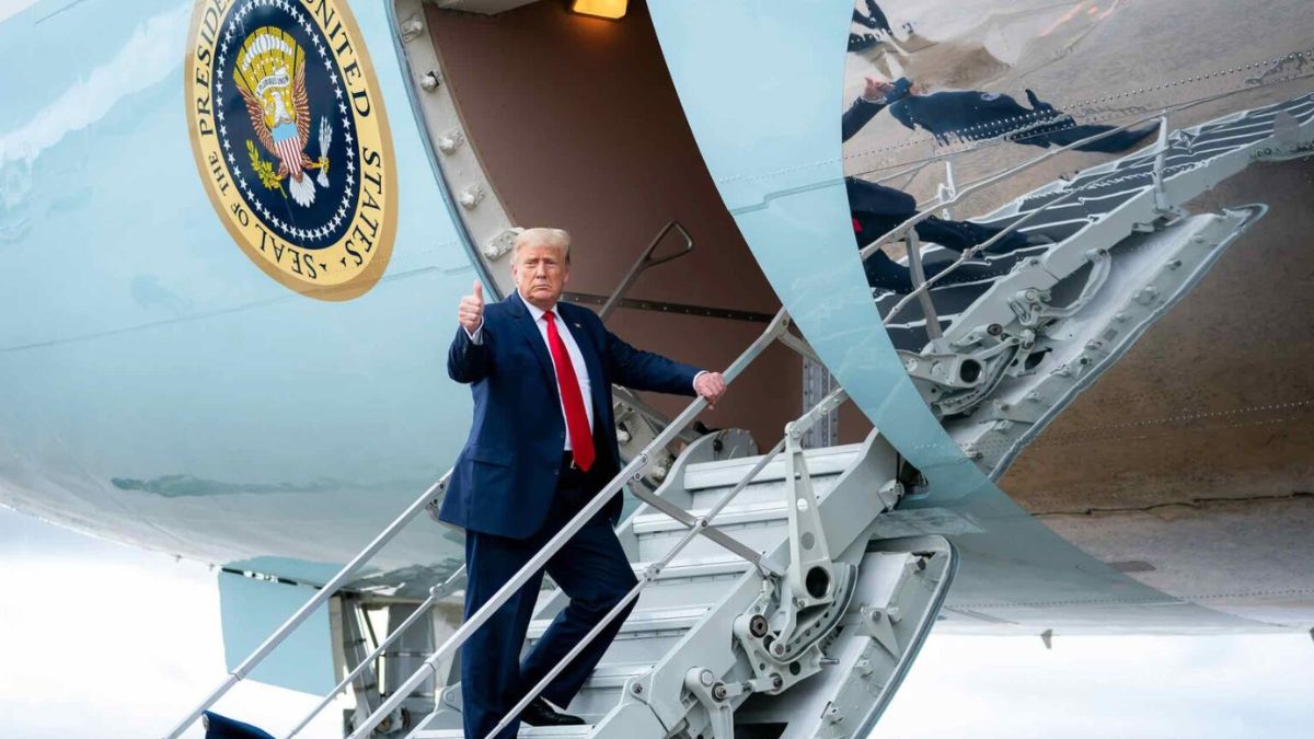 Donald Trump was seen wobbling as he walked on Monday