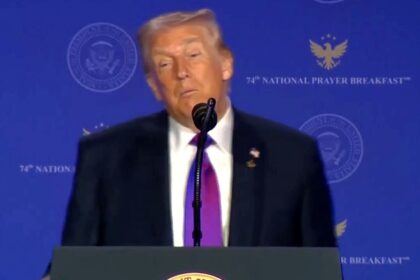 Donald Trump addressed the audience at the National Prayer Breakfast about his chances of getting into Heaven.