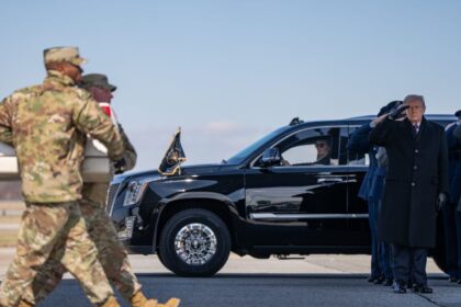Donald Trump attends dignified transfer ceremony of six soldiers who died in plane crash